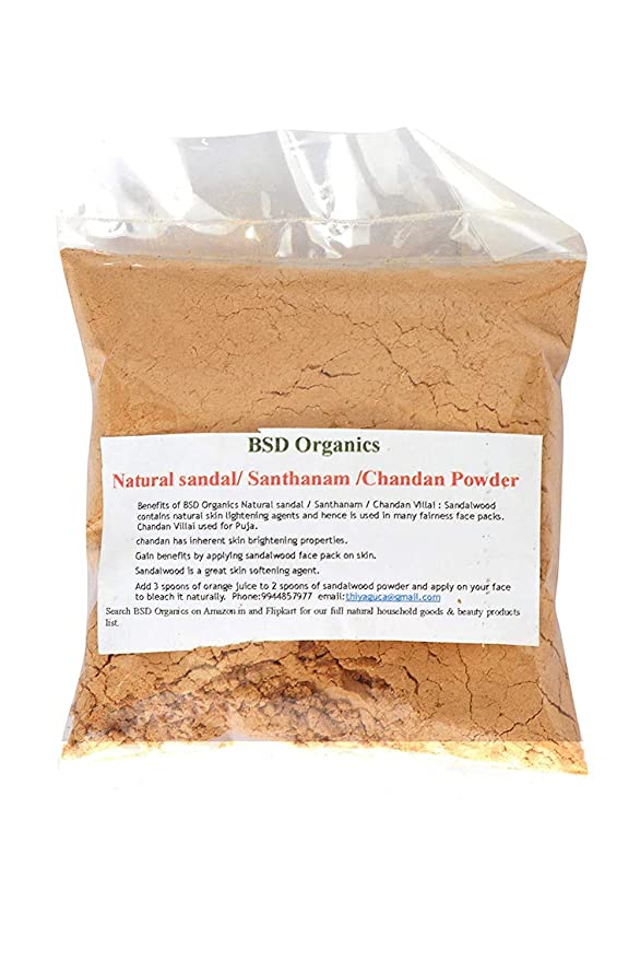 BSD Organics Natural sandal/Santhanam/Chandan Powder for Puja, Skin care & more (50 Gram / 1.7 Ounce)