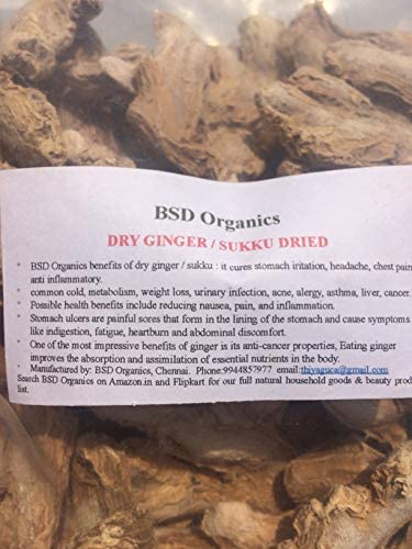 BSD ORGANICS DRY GINGER/ SUKKU DRIED / Sonth/Soonth/Saunth / sonti - 200 Gram / 7 Ounce