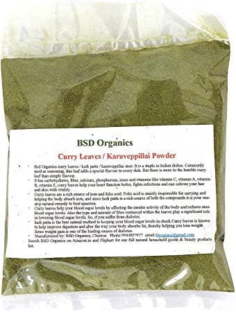 BSD Organics Curry Leaves / Karuveppillai Dried Leaves Powder (200 gram / 7 ounce)