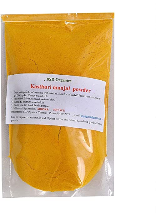 BSD Organics Facial/body mask/scrub powder of Kasturi turmeric root/kasthuri manjal/Wild Turmeric- 200 gram (0.44 Pounds)