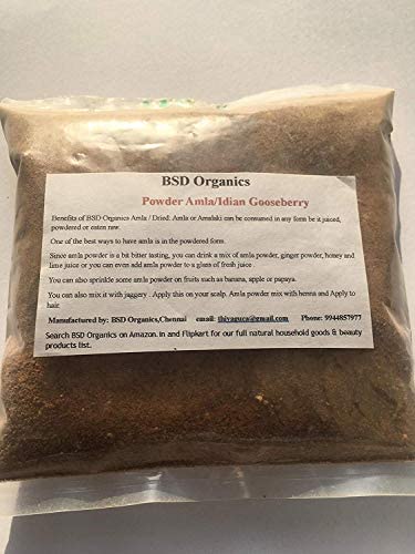 BSD Organics Herby Powder of Amla / Indian Gooseberry / Nellikai - 200 Gram / 7 Ounce
