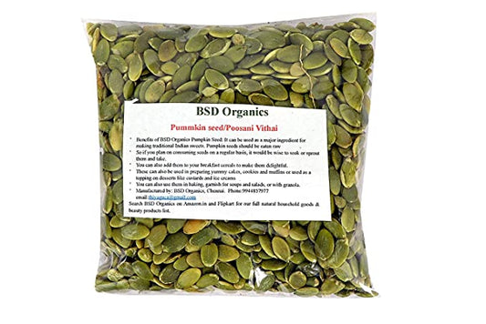 BSD Organics /Roasted Pummkin seed / Poosani Vithai/ kaddoo ka beej for baking, garnish soups and salads, yummy cakes, cookies and muffins (200gram/7 Ounce)