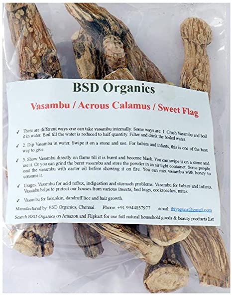 BSD Organics Vasambu/Acrous Calamus/Sweet Flag- 100 Grams / 1.7 Ounce