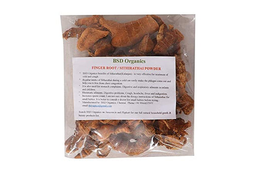 BSD Organics Finger Root/Sithirathai Dried - 100 Gram / 3.5 Ounce