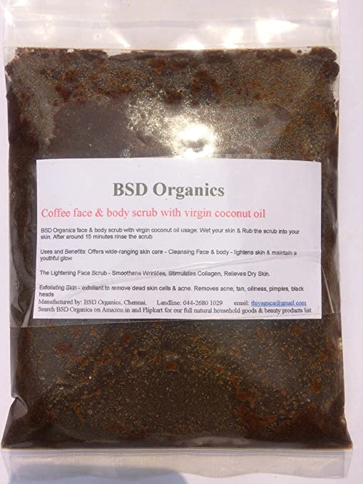 BSD Organics Coffee face & body scrub with virgin coconut oil - 100 gms